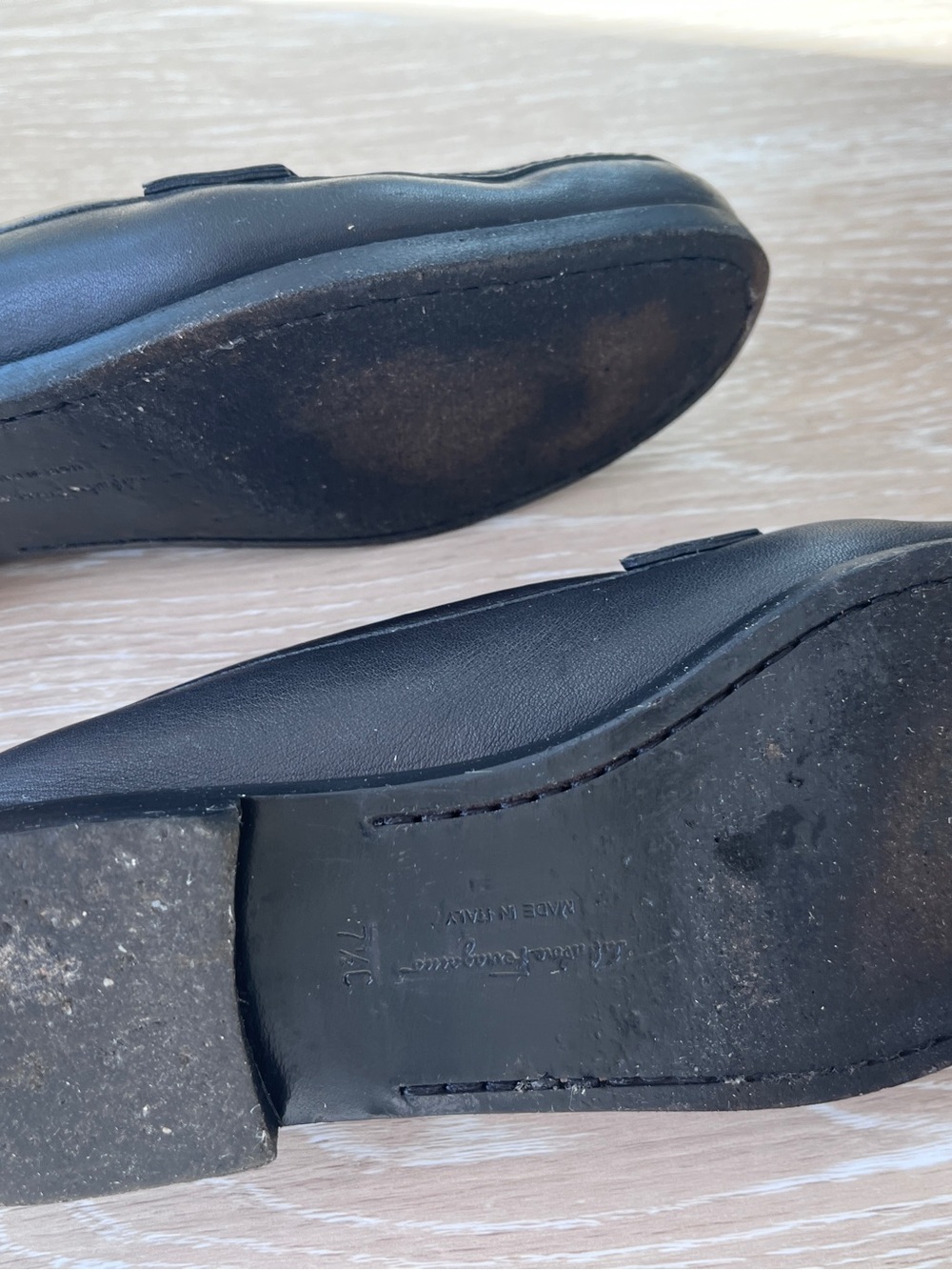 Salvatore Ferragamo Gancini Black Leather Loafer with Silver Signature Logo - Picture 5 of 6